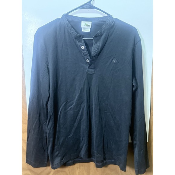 Lacoste Tops - Lacoste Women's Slim Fit Black Long Sleeve‎ Shirt Size 4 US L Minimalist Buttons